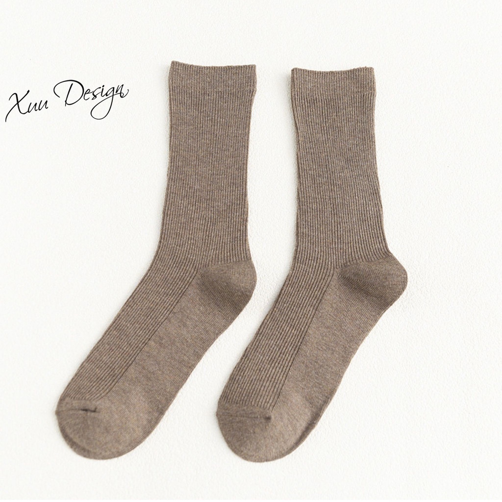 Tất cao cổ nữ Xuu Design phong cách vintage chất liệu cotton co dãn T05