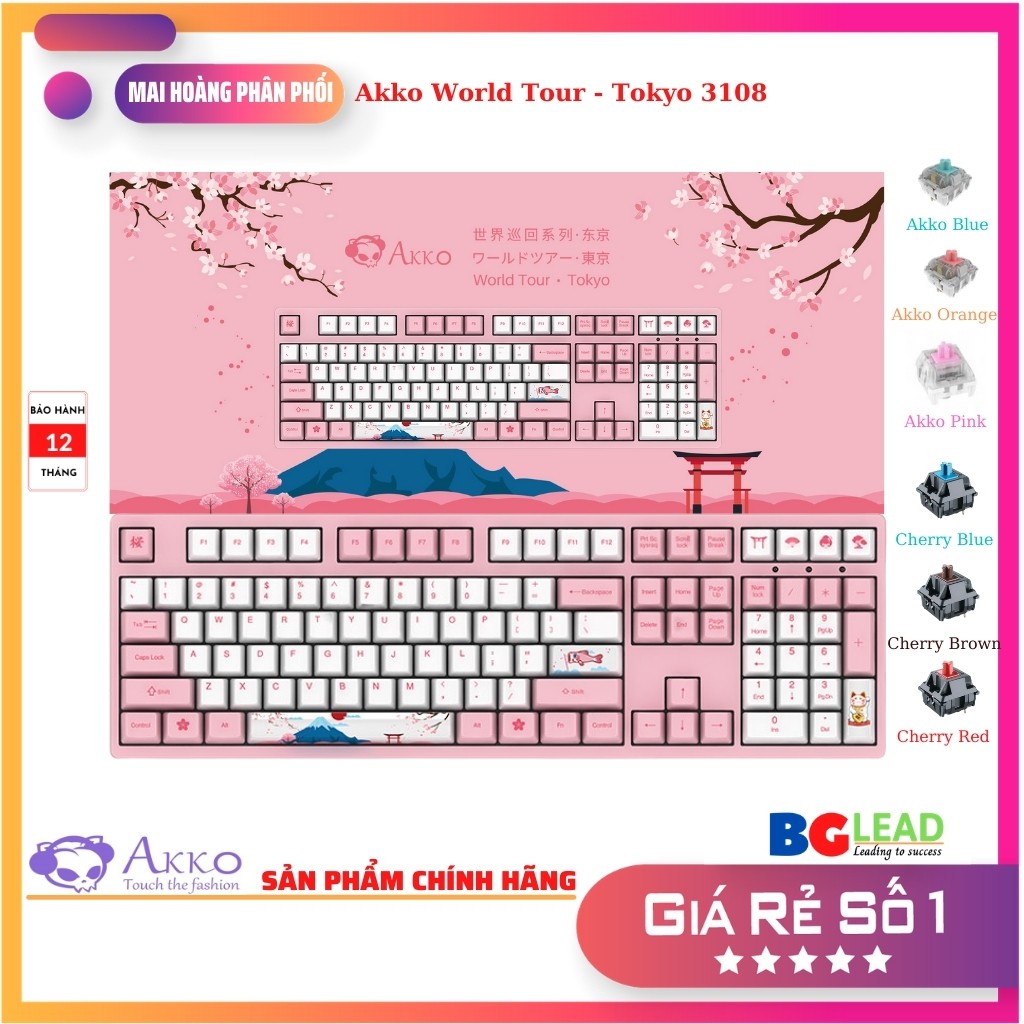 Bàn phím cơ Akko World Tour - Tokyo 3108 (Akko &amp; cherry switch)