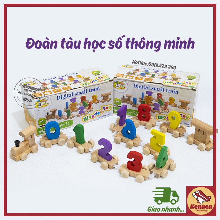 Đoàn tàu số - đồ chơi giáo dục gỗ an toàn (loại đẹp)