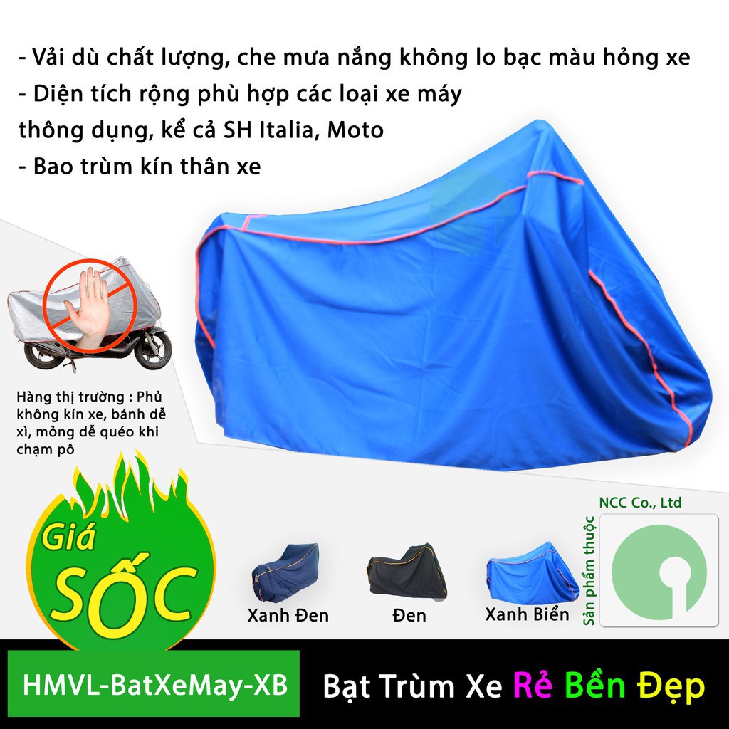[phát minh] [Sale khủng] Bạt phủ trùm xe máy che mưa nắng dòng xe lớn SH, Moto - HMVL-BatXeMay-XB (Nhiều màu)