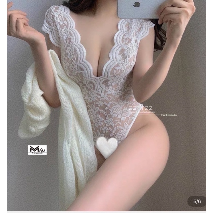 Áo bodysuit ren cổ V sexy