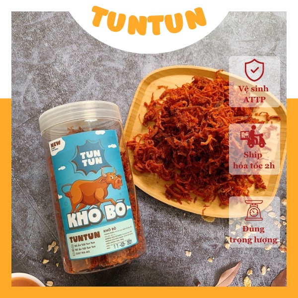 Khô bò xé sợi loại ngon, hũ pet 250g | TunTun - Thế Giới Đồ Ăn Vặt - Đồ Ăn Vặt Hà Nội