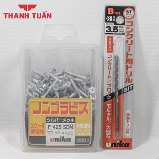 BỘ ỐC VÍT UNIKA F425 + MŨI KHOAN UNIKA B 3.5MM