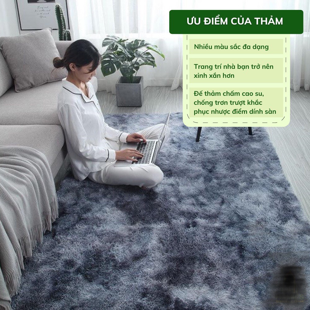 Thảm lông loang trang trí phòng khách boss decor chụp hình màu