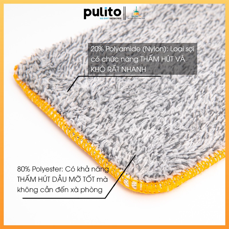 Bông lau thay thế Pulito Microfiber, thấm hút tốt, diện tích lớn, làm sạch nhanh Pulito LS-CLS-M2-B