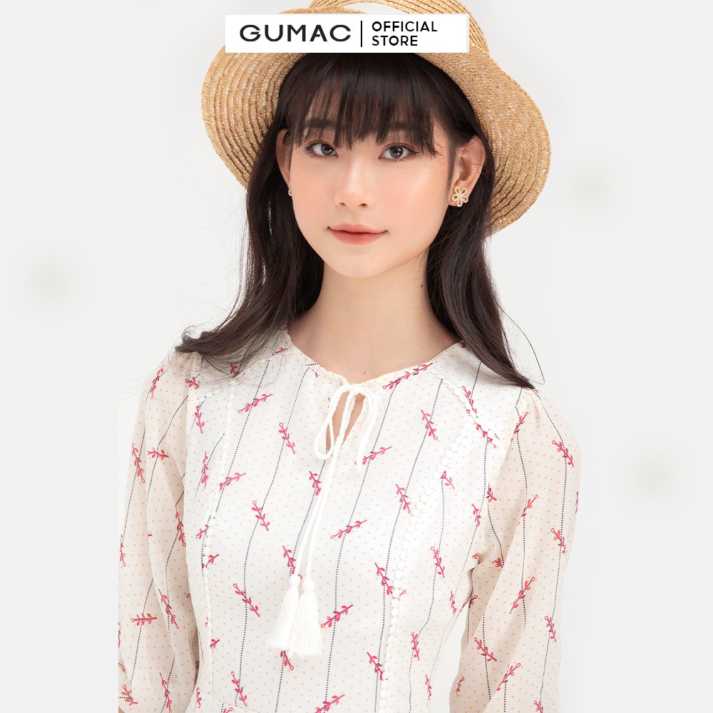 Đầm nữ GUMAC hoa nhí thiết kế viền đăng ten DB750 | BigBuy360 - bigbuy360.vn