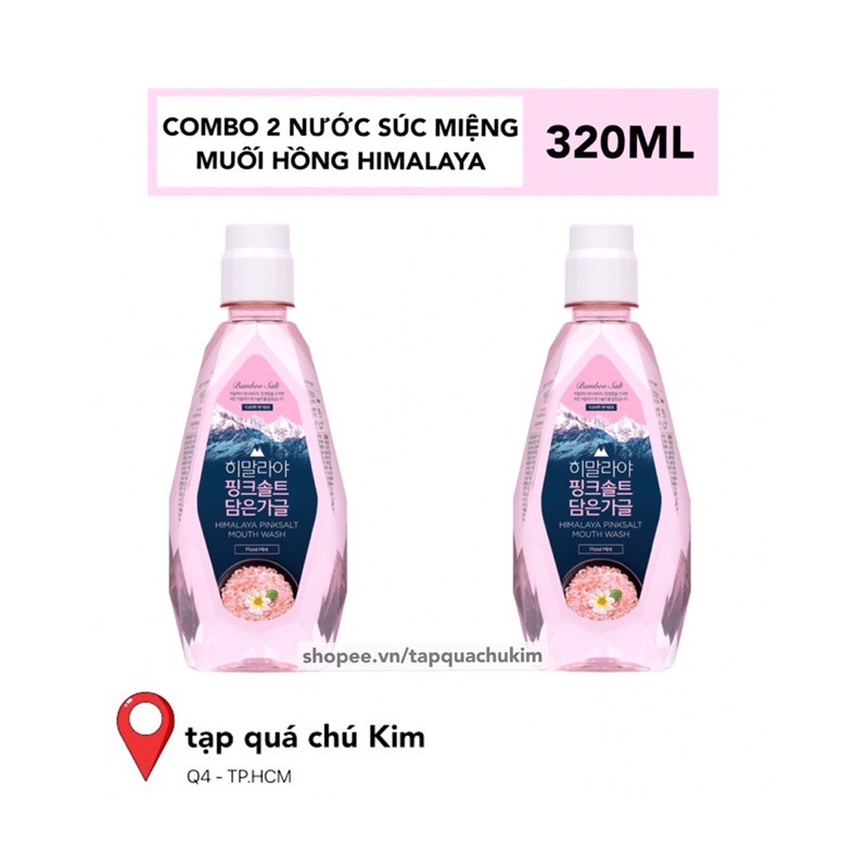 [COMBO 2 CHAI] Nước súc miệng Muối Hồng HIMALAYA Hàn Quốc hương Hoa Bạc Hà - tapquachukim