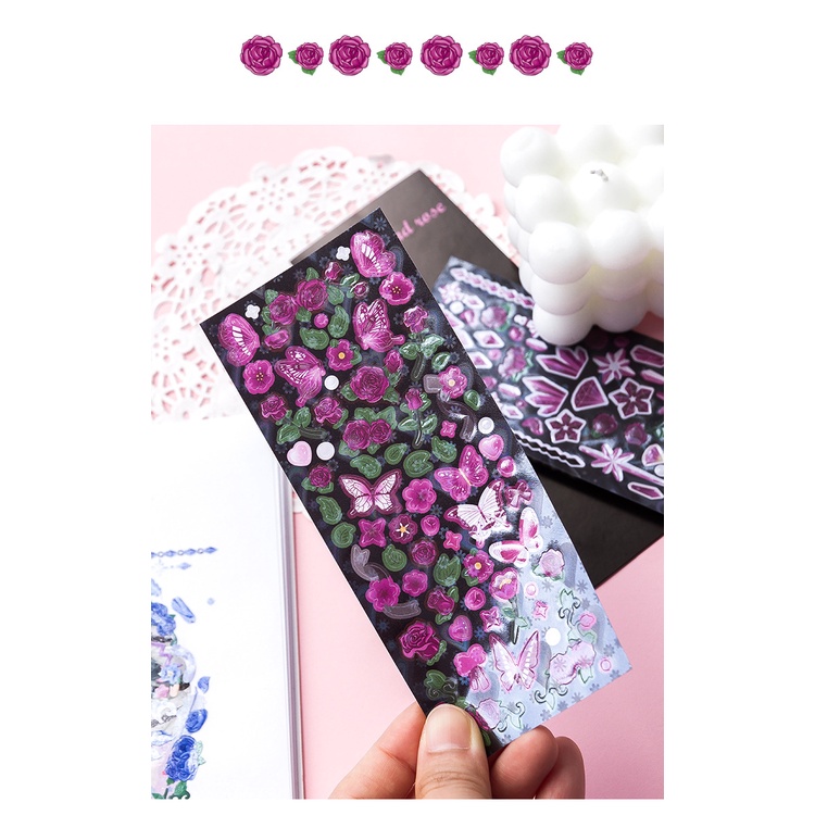 Sticker trang trí Toploader Set 3 tấm LOVE ISLAND ROSE BeTiny Stationery