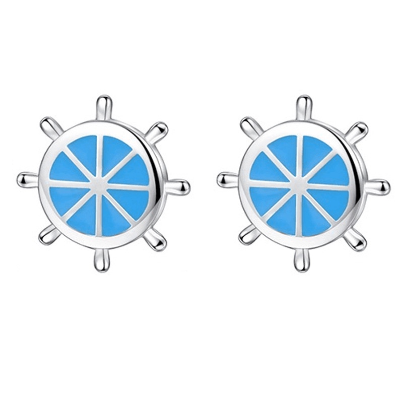 Earrings Girl Earrings Blue Rudder Steering Wheel Earrings Oil Drop Earrings Fresh Jewelry