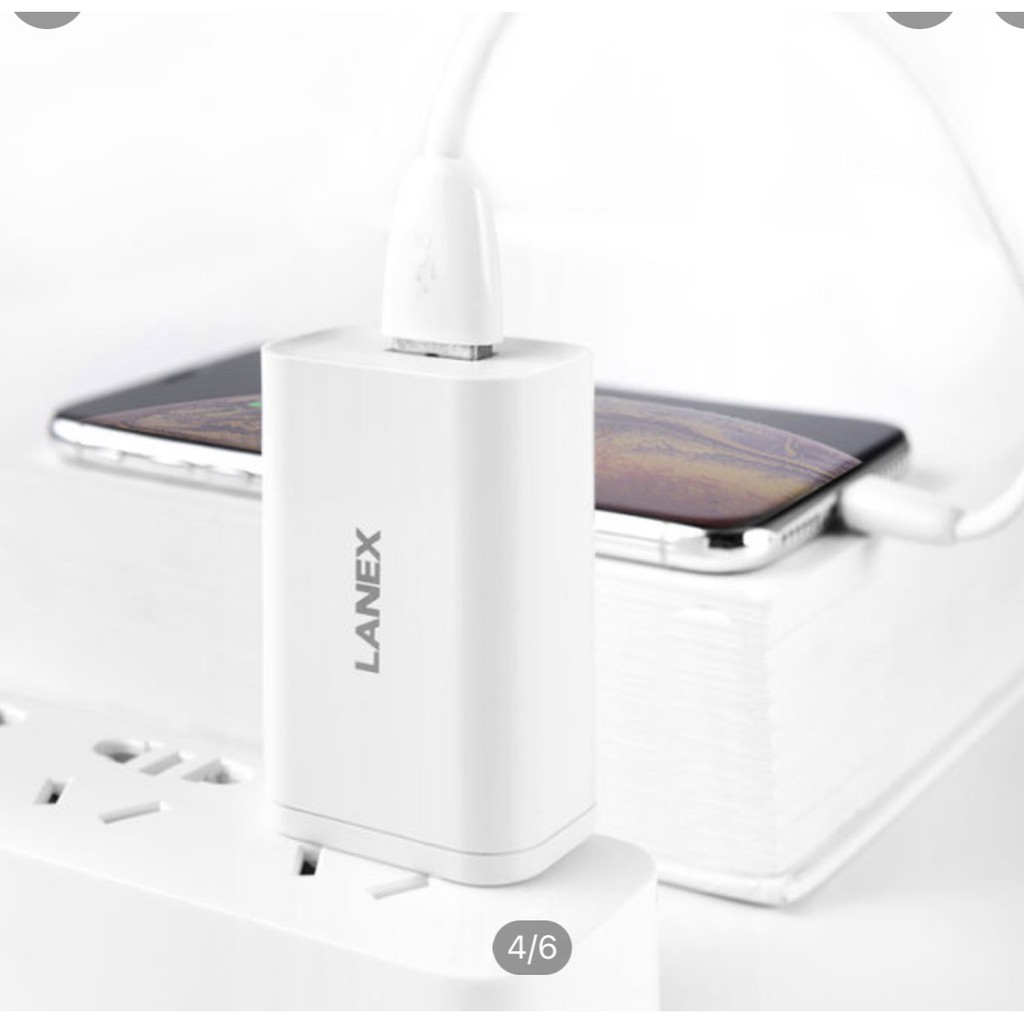 Cốc sạc nhanh Lanex LCT-Q04C 1 cổng USB 3.0A, nhựa ABS, tương thích nhiều thiết bị