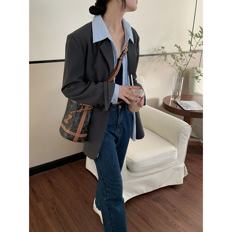 Áo khoác vest Blazer nữ Tay dài Thiết kế Cao cấp Form rộng Hàn Quốc Áo Blazer nữ Dài tay Thời trang Thu Đông