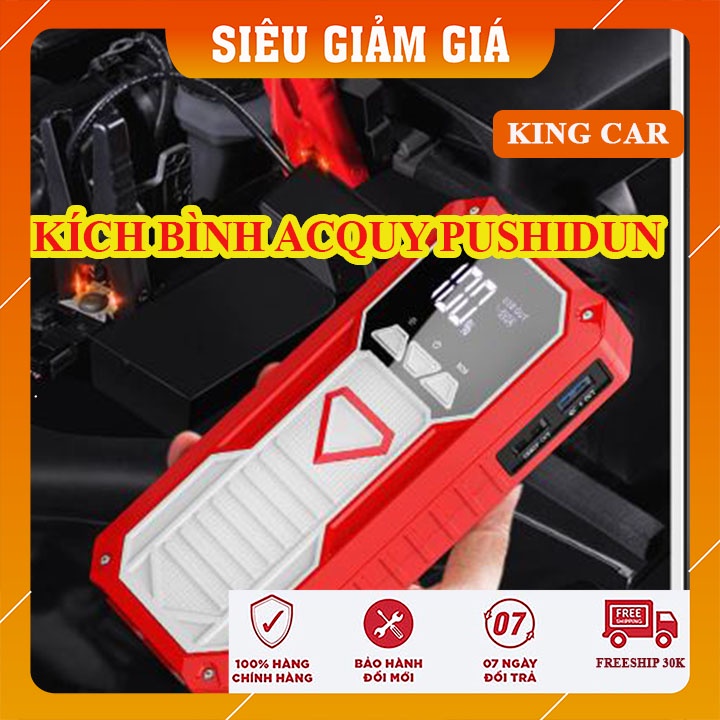 Kích điện khởi động ô tô PUSHIDUN tích hợp pin dự phòng 18800 mAh - bộ kích nổ acquy xe hơi - king_car