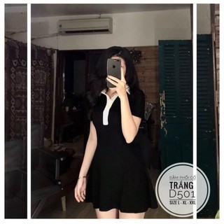 Bigsize Đầm phối cổ trắng D501