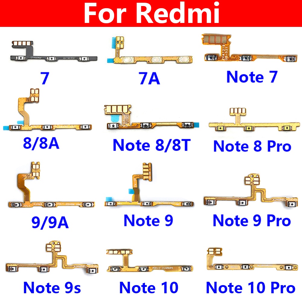 Mạch Nút Âm Lượng Cho Điện Thoại Xiaomi Redmi 7 7A 8 8A 9 9A Note 7 8 8T 9 10 Pro 9s MI 10T Lite 10