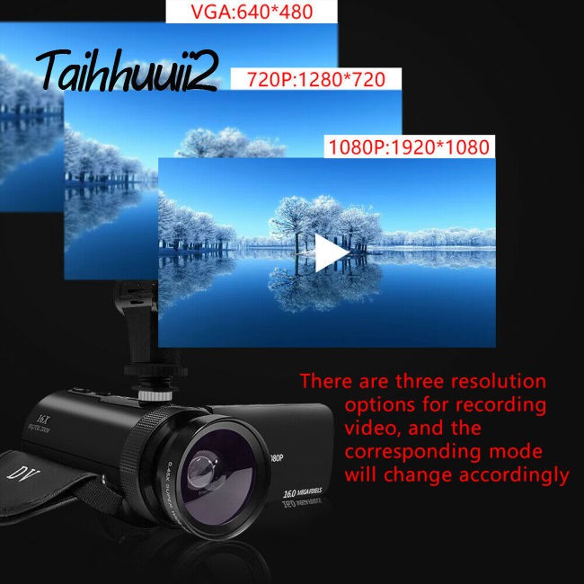 Huuii HD 1080P Digital Video Camera Camcorder W/Microphone Photography 16 Million Pixels