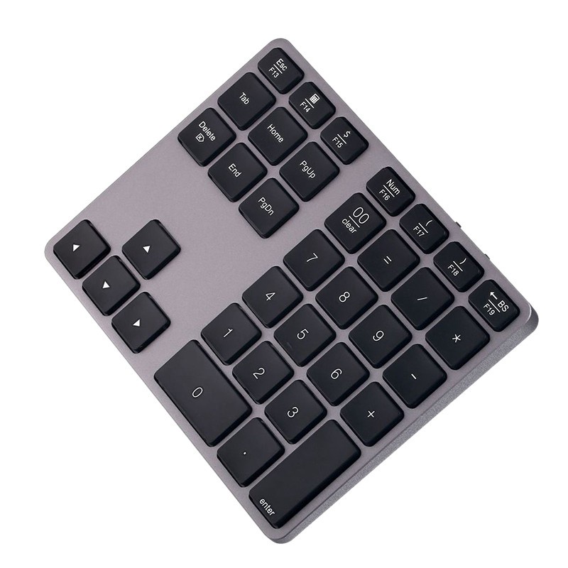 [New]Aluminum Alloy Bluetooth Wireless Numeric Keypad 35 Keys Digital Keyboard for Accounting Teller Windows IOS Mac OS Android PC Tablet Laptop (Gray)