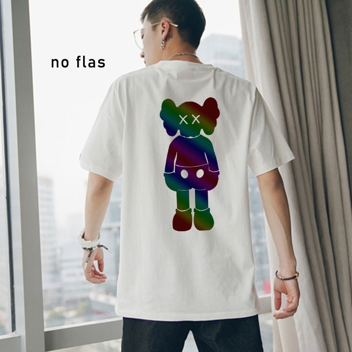 Áo phông rộng nam nữ Phản Quang tay lỡ Gấu KAWS dáng oversize basic tee thun 360 hai màu đen trắng