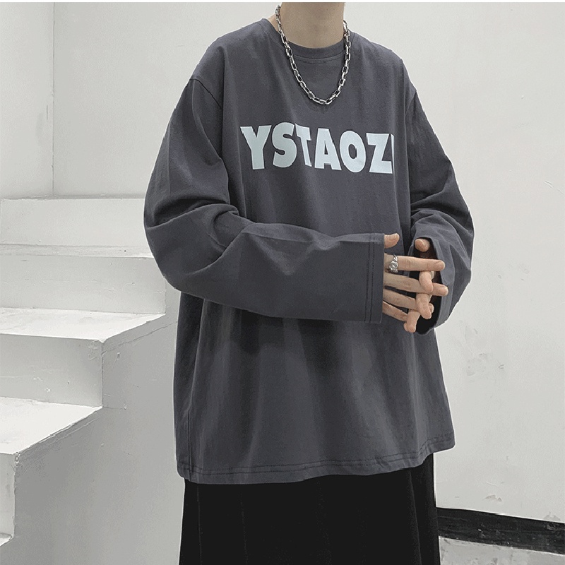 Áo Thun Tay Dài Cổ Tròn In Chữ Thoải Mái Thời Trang unisex size M-5XL