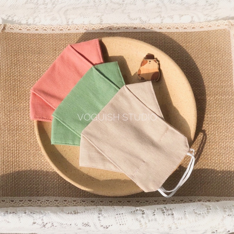 Combo 3 Khẩu Trang Linen Sợi Tự Nhiên Cotton 3 Lớp Kháng Khuẩn