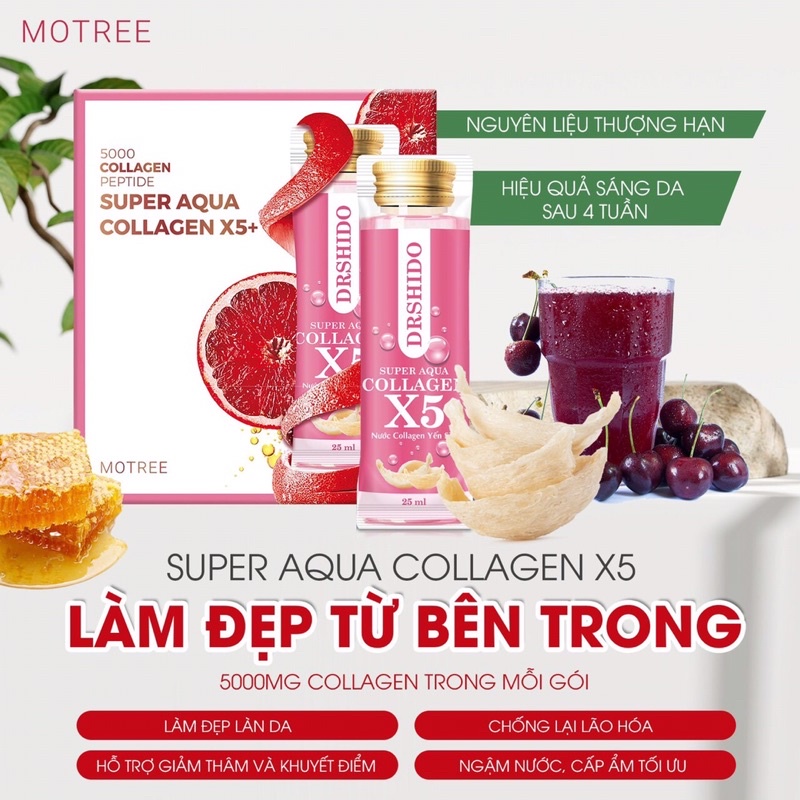 [Chính hãng - Mẫu mới] SUPER AQUA COLLAGEN X5 - Nước uống COLLAGEN Yến Sào