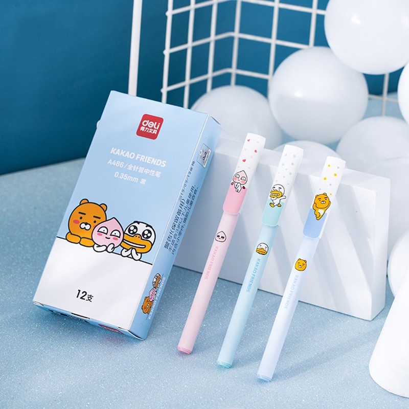 Set 3 Bút Bi Mực Đen Ngòi 0.5mm Hình Kakao Friends Dễ Thương Cho Văn Phòng Trường Học C7103
