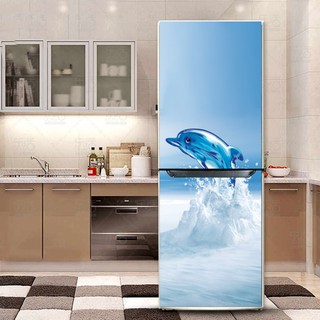 Decal trang trí tủ lạnh chống thấm cao cấp mẫu cá heo