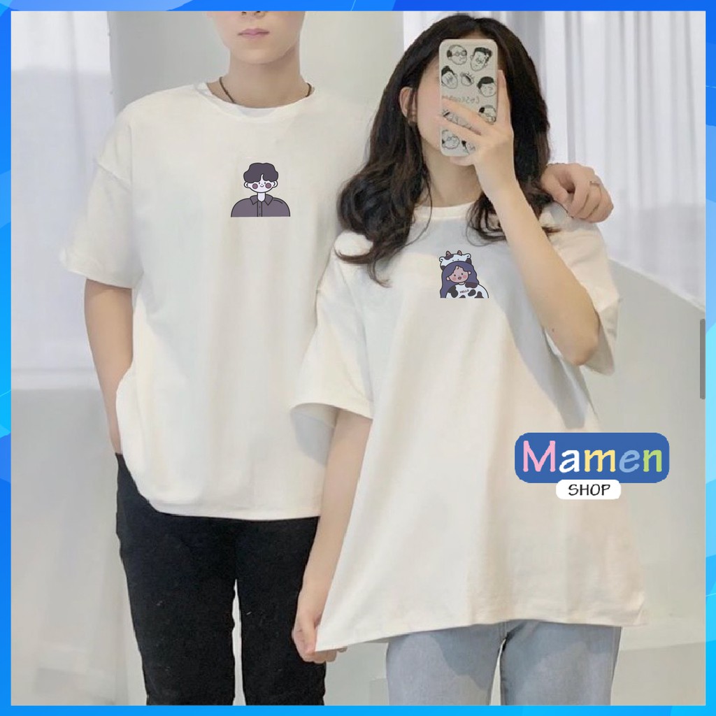 Áo thun đôi form rộng Cặp đôi Meme kiểu Mamen Shop MA032, áo phông đôi oversize Unisex MA0032