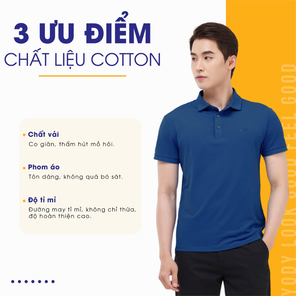 Áo thun polo nam YODY phông cộc tay, có cổ bẻ chất vải cotton cá sấu thoáng mát APM5421
