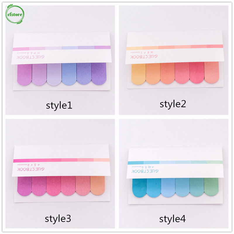 Set 120 tờ giấy ghi nhớ màu gradient loang màu dễ thương đầy màu sắc dùng đánh dấu trang lên kế hoạch