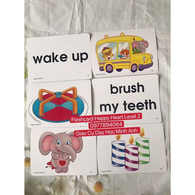 Flashcards  Happy Heart Stater -1-2 đủ bộ ☘️Thẻ dạy Tiếng Anh cho trẻ từ 3-6 tuổi