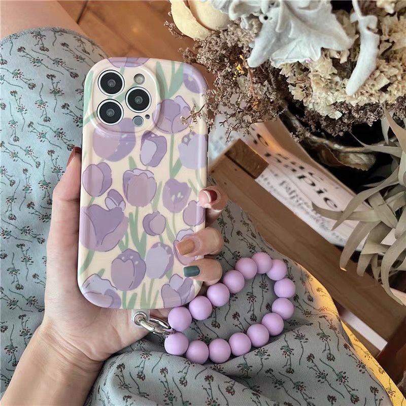 Ốp Điện Thoại tpu Họa Tiết Hoa tulip Tím Hoạt Hình Cho iphone 13 pro max ins12 pro max x/xs max11 pro max xsmax