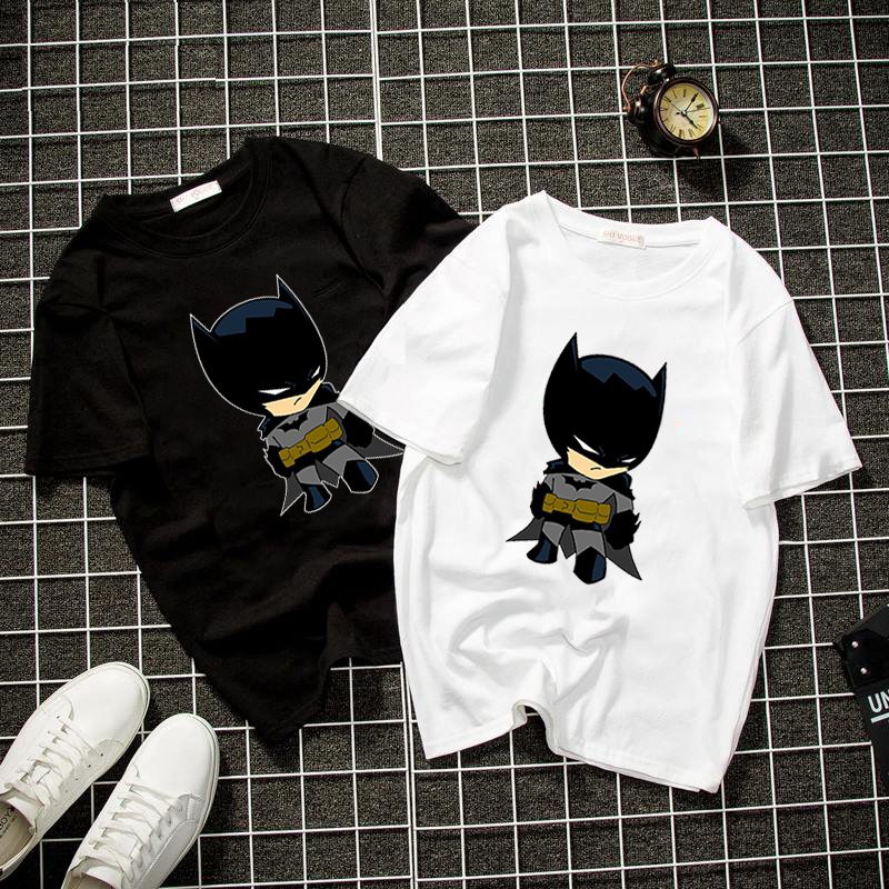 Áo thun unisex Hàn Quốc in chibi người dơi siêu anh hùng vải dày mịn 2019T1025