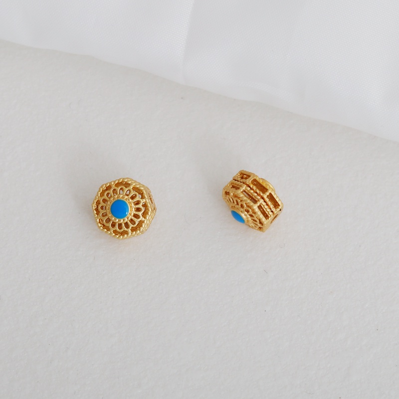 Hạt Xâu Chuỗi Làm Trang Sức DIY Mạ Vàng 18k Hai Mặt 10mm Nhiều Màu Sắc