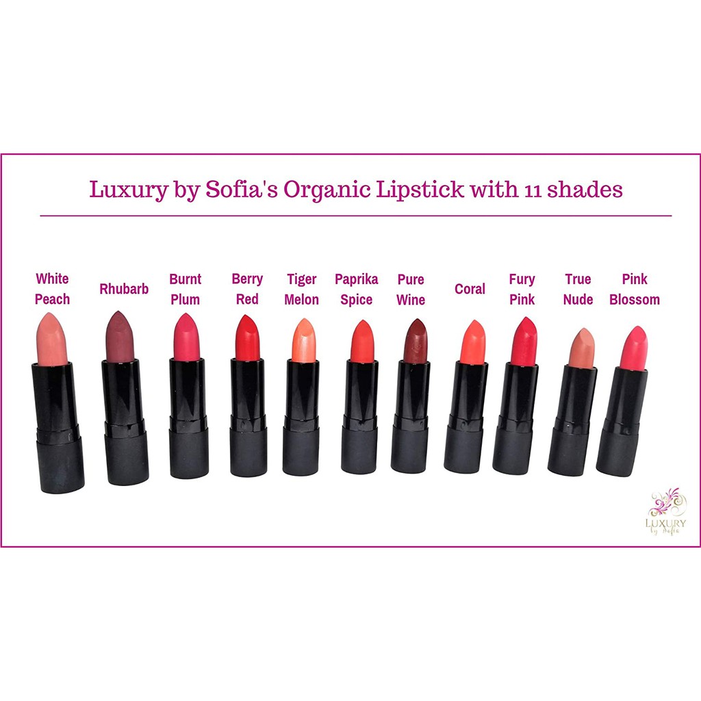 Luxury by Sofia Organic Lipstick Màu sắc sống động | Halal (Fury Pink)