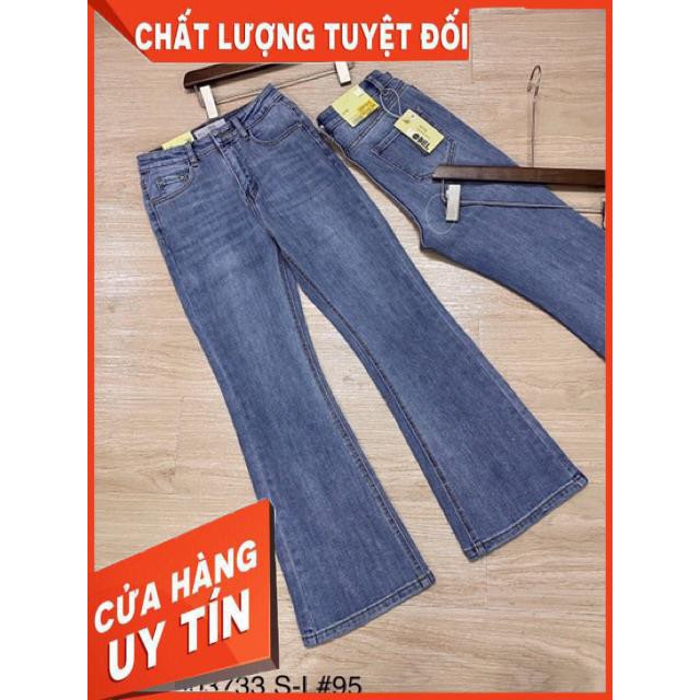 QUẦN ỐNG LOE ĐEN DÀI- chất jeans dày mềm- (hình thật)