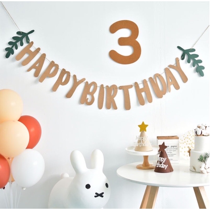 Số tuổi bằng vải nỉ ( vải dạ ) màu nâu trang trí sinh nhật phụ kiện sinh nhật phong cách Hàn Quốc đẹp