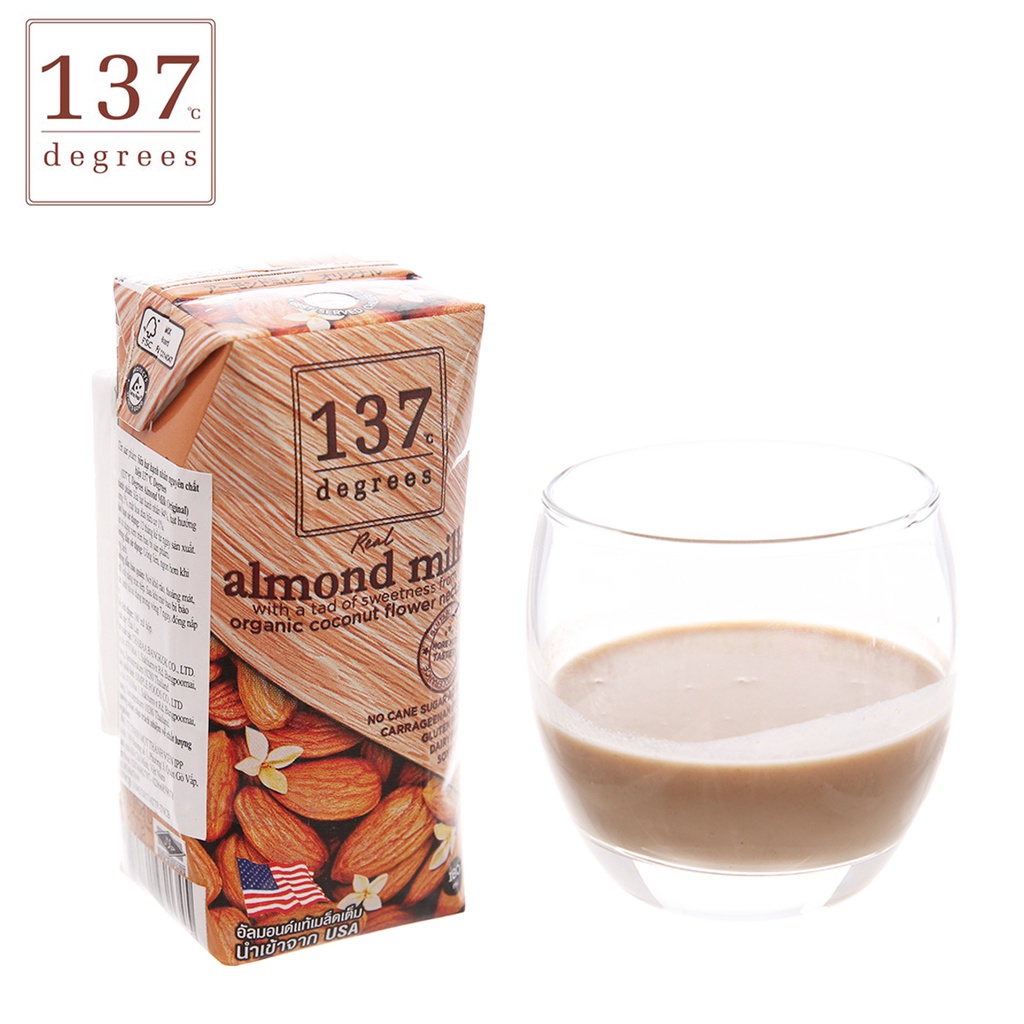 LỐC 3 HỘP SỮA HẠT HẠNH NHÂN NGUYÊN CHẤT ALMOND MILK ORIGINAL 137 DEGREES 180ML