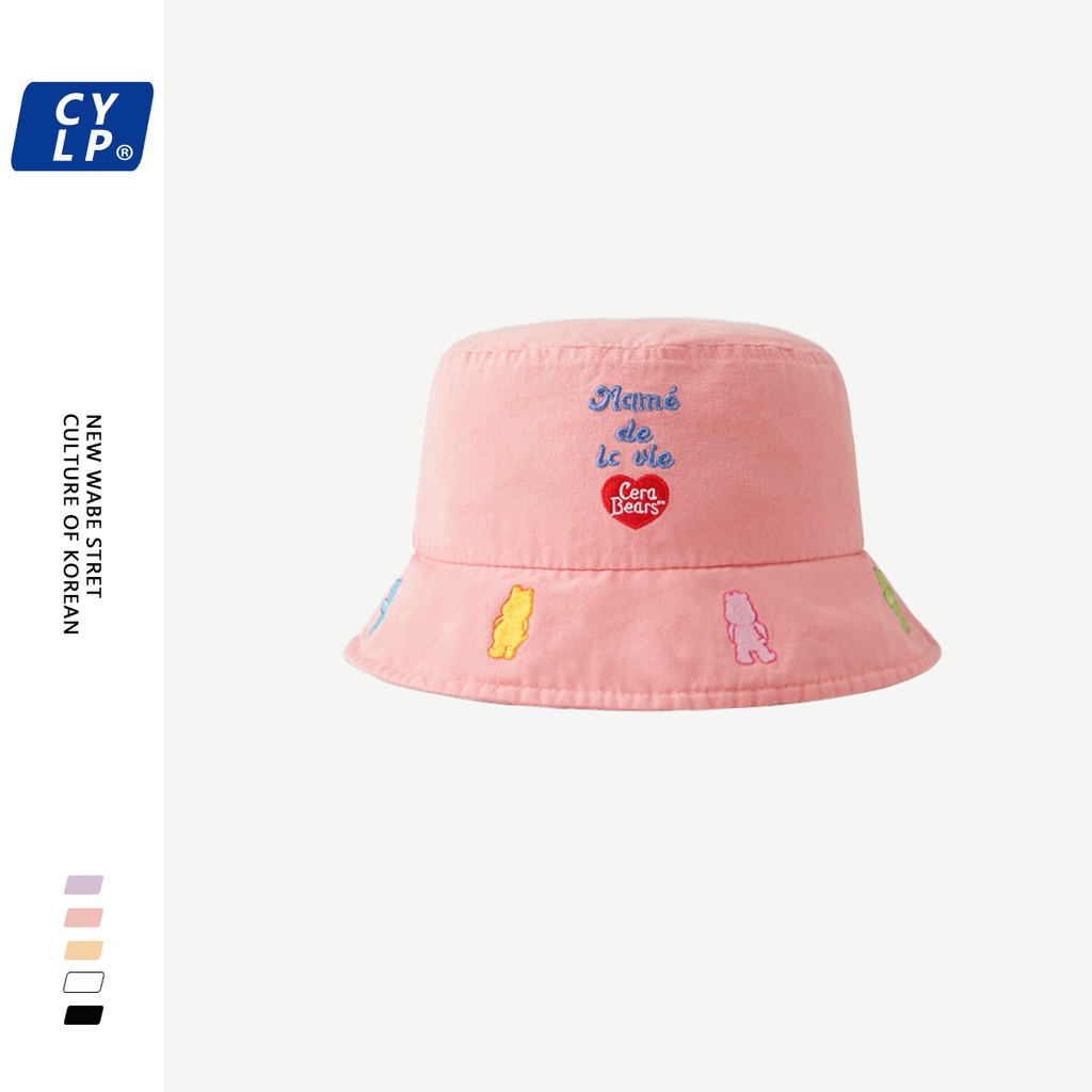 Nón Tai Bèo Vải Cotton Thêu Chữ Và Hình Gấu Dễ Thương Phong Cách Nhật Bản Thời Trang Xuân Hè Cho Nữ