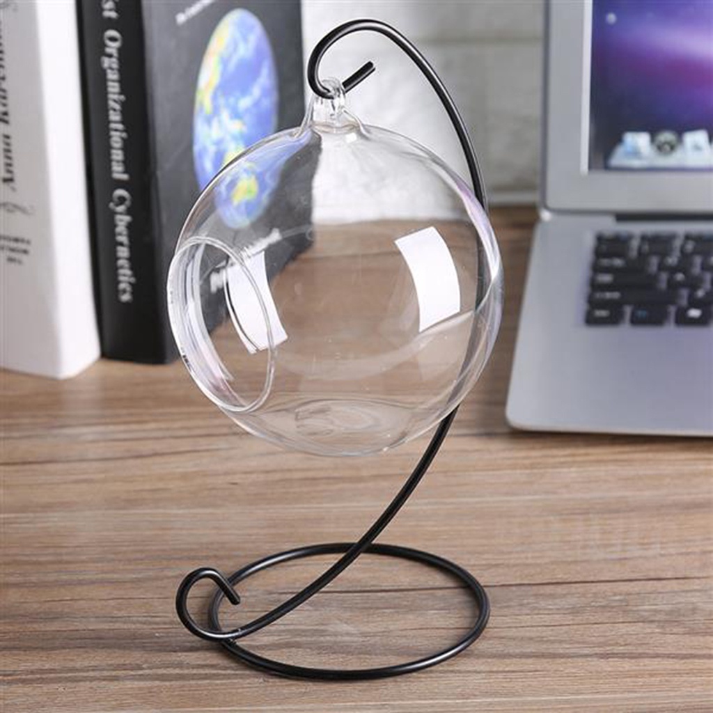 Bình Hoa Thủy Tinh Trong Suốt Cỡ Lớn 9 Inch Có Giá Đỡ Kim Loại Dùng Trang Trí Bể Cá / Văn Phòng