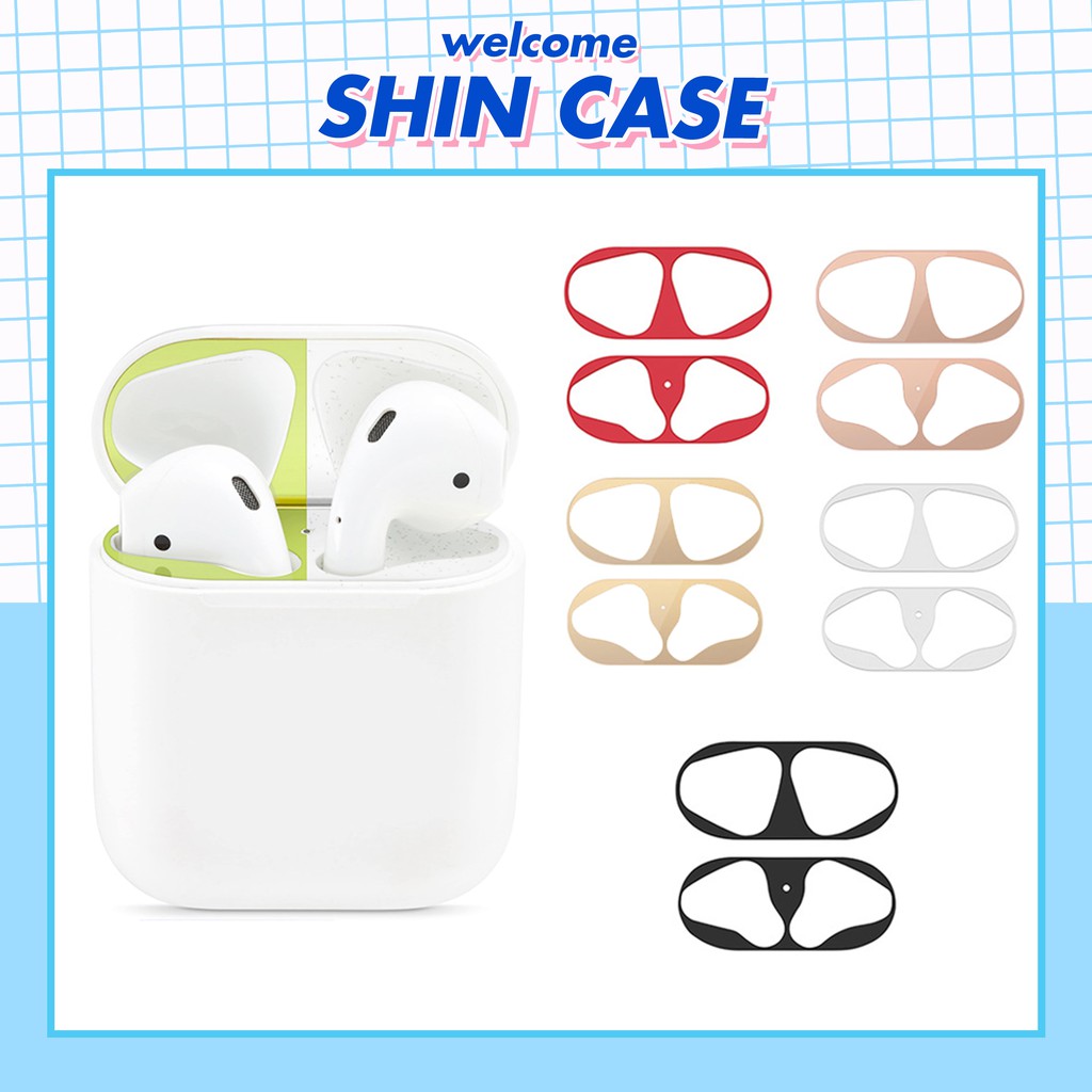 Miếng dán bảo vệ bằng kim loại mạ vàng siêu mỏng chống bụi cho phụ kiện tai nghe bluetooth AirPods 1, 2 và Pro