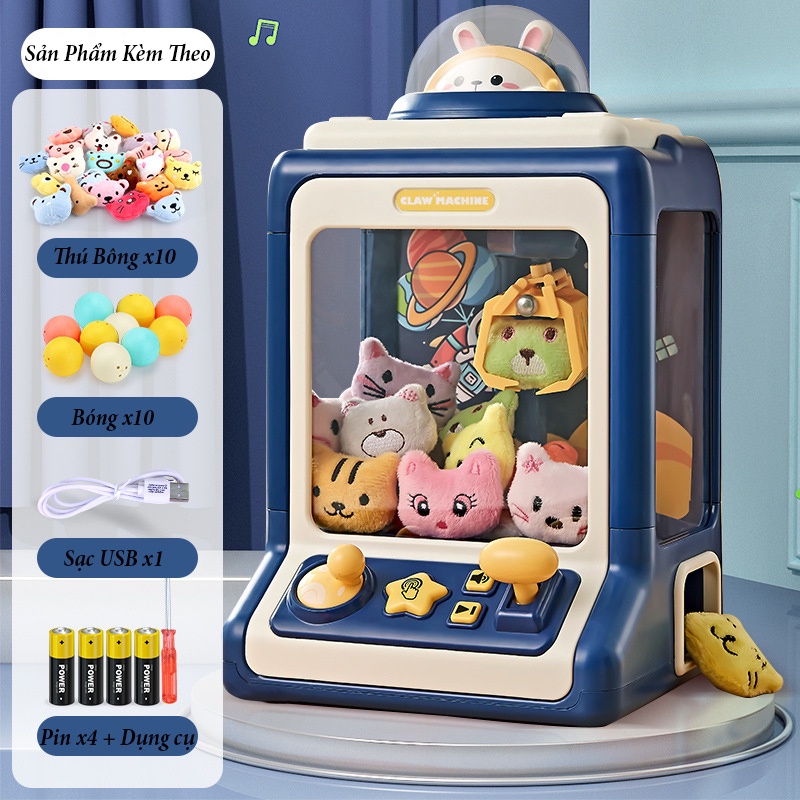 Máy Gắp Thú Bông Bé Thỏ Phi Hành Gia Dành Cho Bé Đi Kèm 10 Gấu Bông Và 10 Bóng Có Hiệu Ứng Âm Nhạc Và Đèn