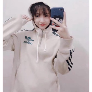 Áo Nỉ Hoodie Adidas Phối Sọc Đen Trắng