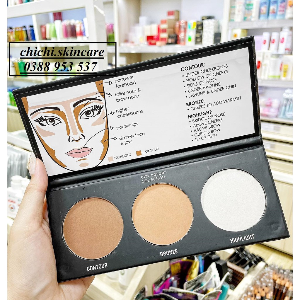 [003963 - sẵn] Bảng Phấn Tạo Khối Và Highlight City Color Contour Palette 3 Ô | BigBuy360 - bigbuy360.vn