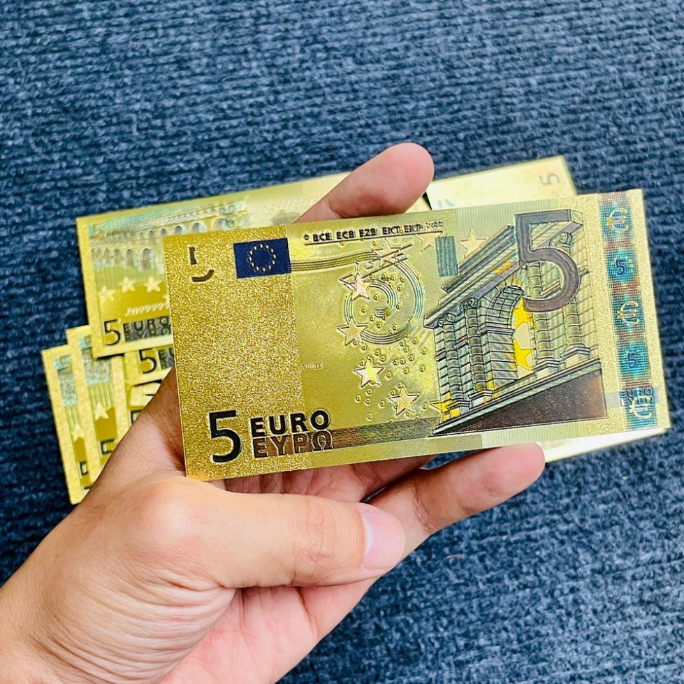 Tờ Tiền Kỉ Niệm 5 EURO Plastic Mạ Vàng Lì Xì Tết May Mắn