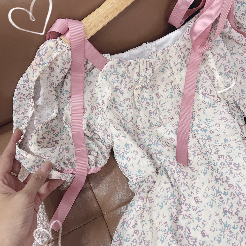 ĐẦM HOA VIỀN HỒNG MIDI