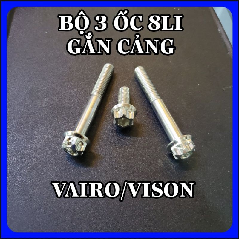 Bộ 3 Ốc Salaya TBT  8Li Inox 304 Gắn Cảng Sau Tay Dắt Vairo Vision Sh Click