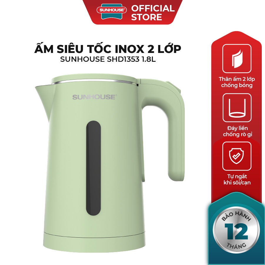 ẤM SIÊU TỐC INOX 2 LỚP 1.8L SUNHOUSE