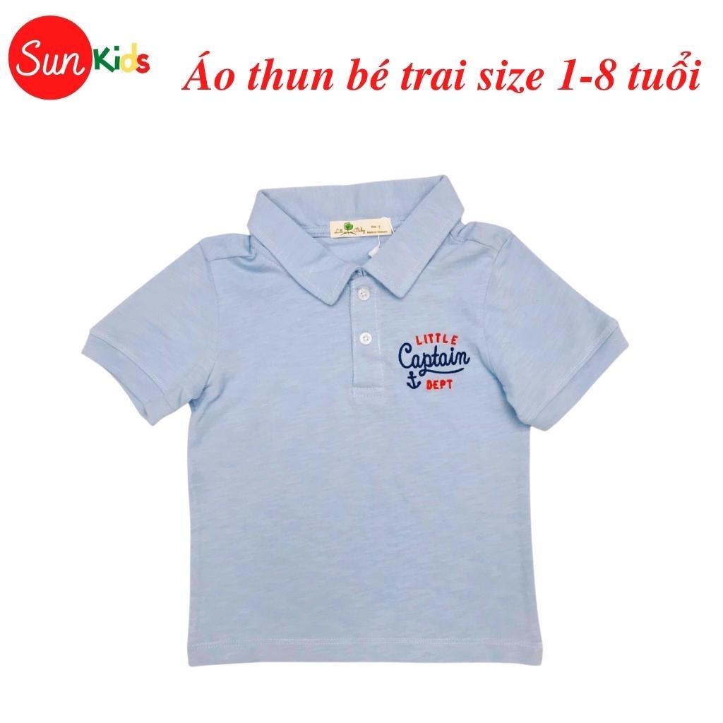 Áo thun bé trai, áo phông bé trai có cổ, size 1-8 tuổi, chất cotton mềm mát - SUNKIDS1