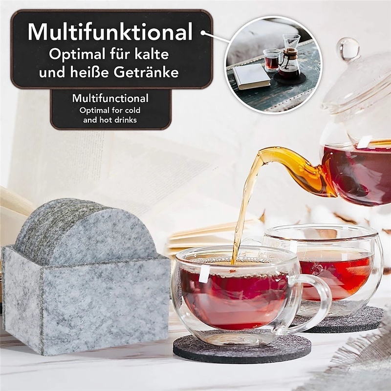 Set 8 Miếng Lót Ly Thấm Hút Nước Cách Nhiệt Hình Tròn/Vuông