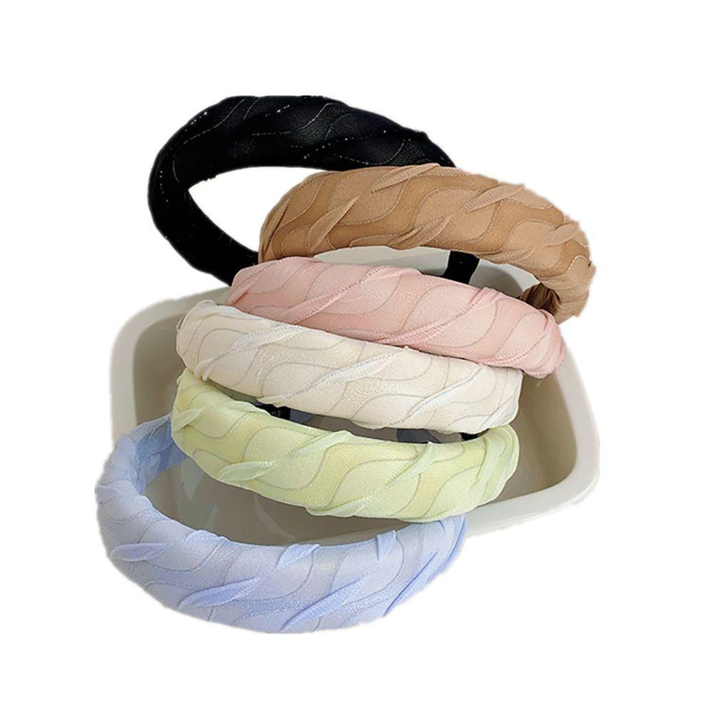 Băng Đô Cài Tóc Bằng Satin Viền Rộng Họa Tiết Kẻ Sọc Màu Sắc Ngọt Ngào Thời Trang Cho Nữ